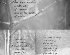 Quotes Snow Photography Art Prints Collage Black White Robert Frost ...