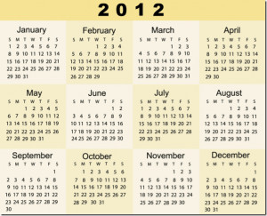 printable calendar 2012