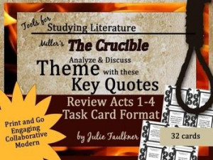 The Crucible Quote and Theme Matching Task Cards Set {Modern ...