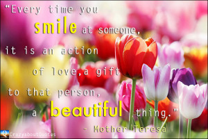 Beautiful red and purple tulips with quote about love from Mother ...