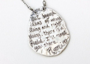 silver rumi quote necklace . recycled fine silver