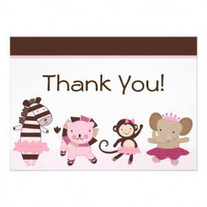 Tutu Cute/Ballerina Animals Thank You Cards Custom Invitations