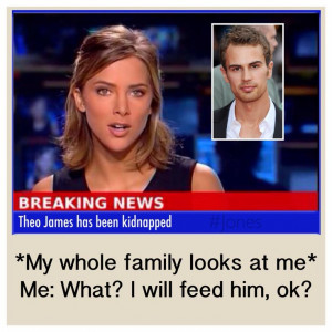 This is not real. Theo James news. Funny