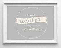 Winter Quote Art Print - Albert Cam us quote - Inspirational ...