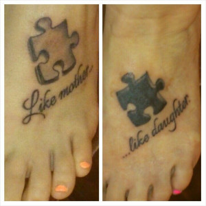 Mother and Daughter Foot Tattoo via