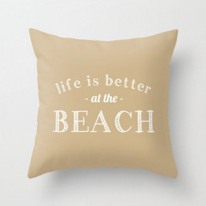At The Beach Quote Pillow Cover, beach house decor, neutral sand beach ...