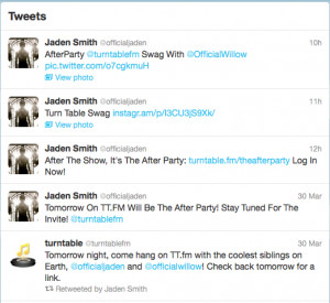 Celebrity siblings Jaden and Willow Smith ran a Turntable room at 6:45 ...