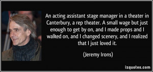 An acting assistant stage manager in a theater in Canterbury, a rep ...