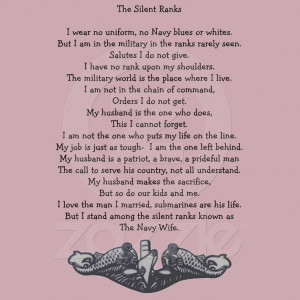 ... Navy Wife, Military Wife, Dolphins, Submarine, The Silent Ranks Poem $