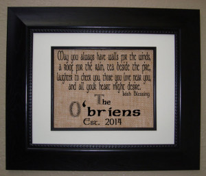 Personalized Irish Blessing House Warming Gift BURLAP Print .. Makes a ...