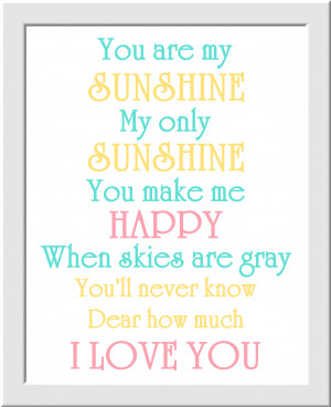 Jungle Animals Elephant Giraffe You Are My Sunshine Quotes for Baby ...