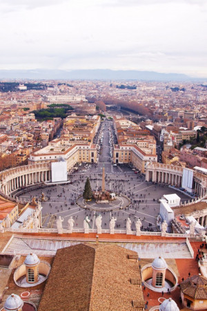 Famous Saint Peter’s Square In Vatican And Aerial View Of The City ...