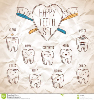 ... do Vetor: Dentes felizes ajustados Coleção dental para seu projeto