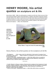 HENRY MOORE, his artist quotes on sculpture art and life by the famous ...