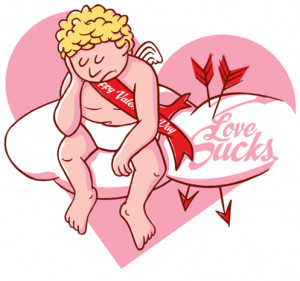 Sad brokenhearted cupid thinks love sucks!