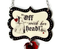 Red Queen Of Hearts Necklace Alice In Wonderland Jewelry Halloween ...