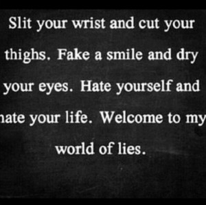 ... quote, self harm, smile, thighs, wrist, cut wrist, slit wrist, cut