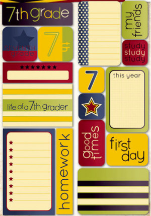 ... Grade Collection - Die Cut Cardstock Stickers - Seventh Grade Quote