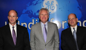 GE's Chairman and Chief Executive Officer Jeffrey R. Immelt (centre ...