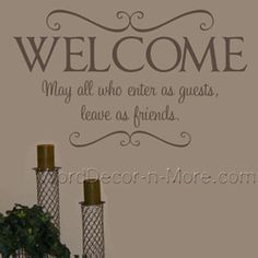 Wall Decal-welcome wall words,vinyl wall art, entryway wall quote ...
