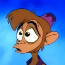 Abu, Aladdin's best friend monkey with a high-pitched voice [Frank ...