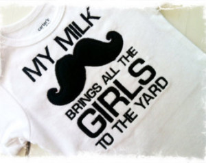 Boys Mustache Bodysuit-Cute Saying Bodysuit-My Milk Brings All the ...