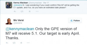 Looks like the HTC M7 is stuck on Android Lollipop 5.0, with one ...