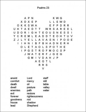 printable christian word search | Word Search: Psalm 23 is creative ...