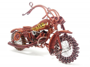 Handmade Copper Color Aluminum Wire Big Harley Davidson Motorcycle 2