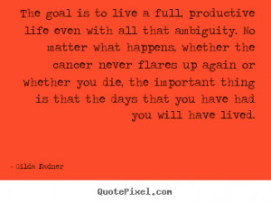 Gilda Radner Quotes - The goal is to live a full, productive life even ...