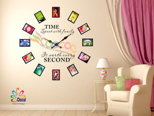 ... Sticker Tree Removable Family Photo Frames Clock With Quote DC0120