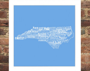 ... Art Typography Print The Tar Heel State North Carolina State Pride