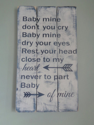 Baby Mine Navy Blue Sign Dumbo Quote Disney Song Disney Sign Shabby ...