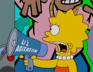 Animated gif of Simpson's character Lisa Simpson yelling into a ...