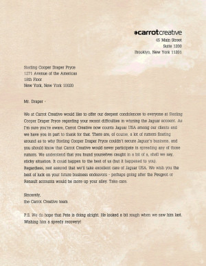 Read The Letter Jaguar's Ad Agency Sent To Sterling Cooper About Their ...