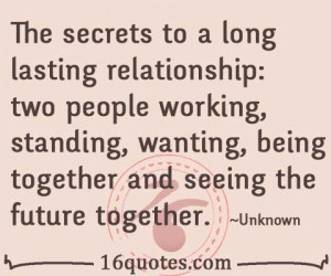 secrets to a long lasting relationship: two people working, standing ...