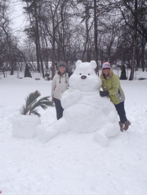 Winter fun! Winnie the Pooh snow sculpture.Face Beautiful Places ...