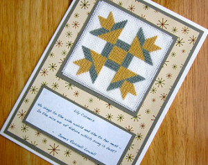 ... Handmade Cross Stitch Amish Quilt Block Quotations Greetings Card