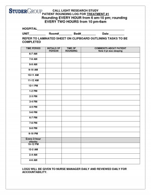 Patient Nurse Report Sheet
