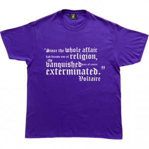 Voltaire Vanquished Quote Purple Men's T-Shirt. Since the whole affair ...