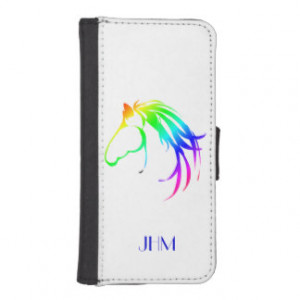 Rainbow Classic Horse Head Logo Monogram Name iPhone 5 Wallets