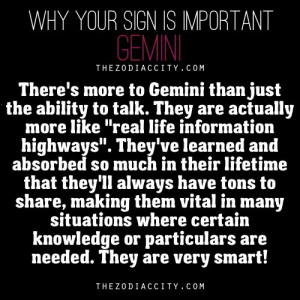 Why Your Sign Is Important: Gemini... Real life information highways