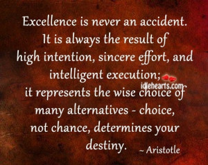 Excellence is never an accident. It is always the result of high ...