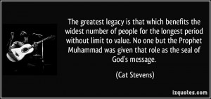 The greatest legacy is that which benefits the widest number of people ...