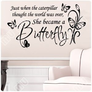 Butterfly Caterpillar.Wall Decal Little Girls Room Nursery Decal Quote ...