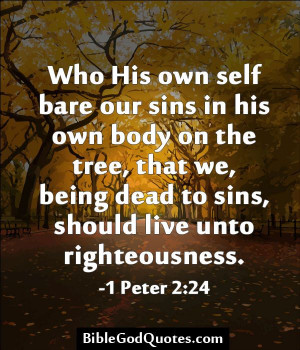 ... sins, should live unto righteousness. -1 Peter 2:24 BibleGodQuotes.com