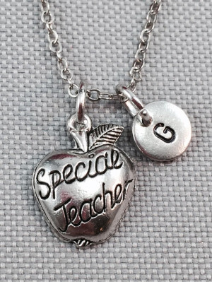 Teacher charm necklace, apple necklace, quote necklace, special ...