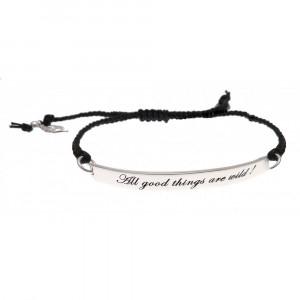 And Black Plaited Cord 39 All Good Things Are Wild 39 Quote Bracelet