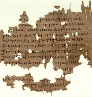 ... fragment of Plato's dialogue of Republic in ancient Greek
