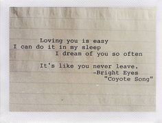 Bright Eyes Custom Typewriter Quote on aged lined paper on Etsy, $5.00